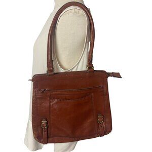 Vintage B Young Brown Leather Shoulder Bag Equestrian Boho Retro Grunge